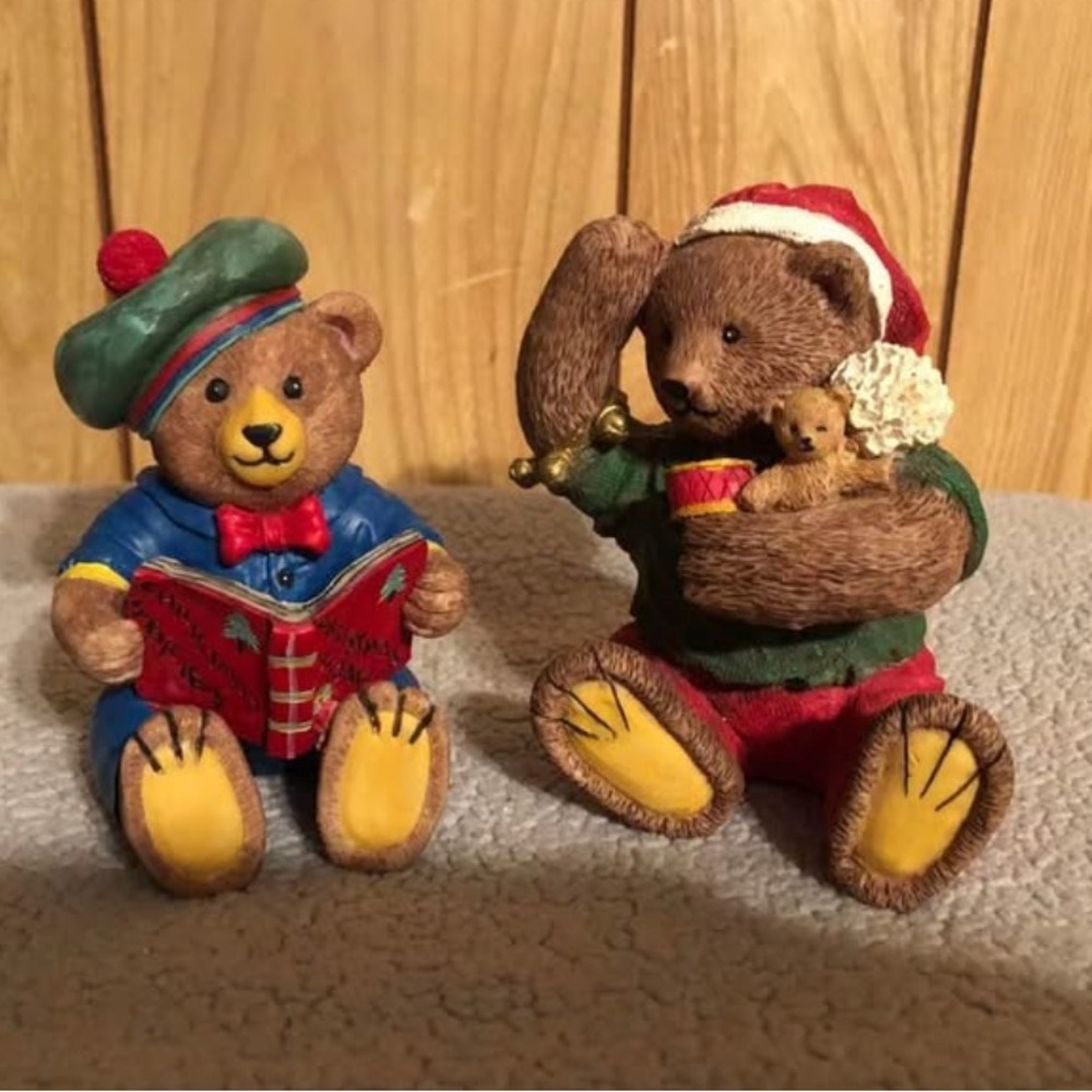 Charming Bear Figurine Set - Red, Green, Blue
